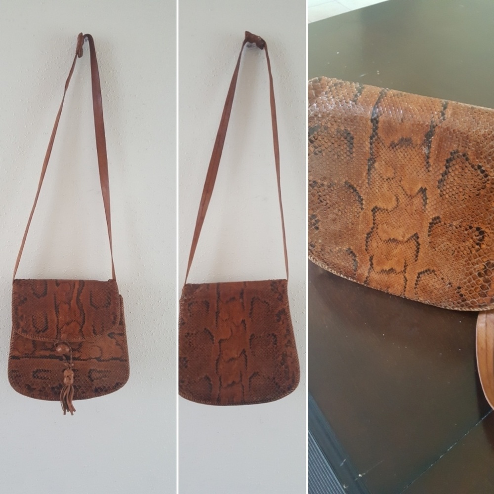 Vintage hand made animal skin leather bag